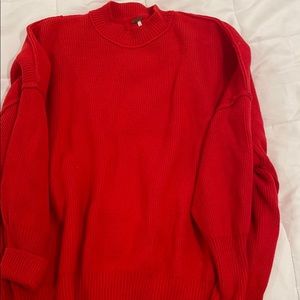 Oversized red free people sweater never worn